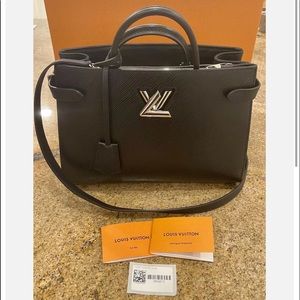 MINT CONDITION- Louis Vuitton LV Black Epi Leather Twist Crossbody Tote Purse